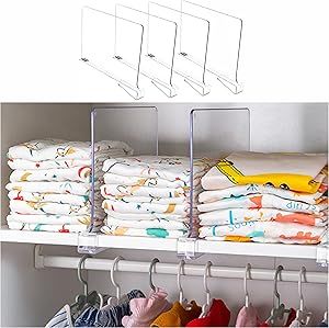 Yieach 4PCS Shelf Dividers,Clear Closets Shelf and Closet Separator for Organization in Bedroom,K... | Amazon (US)