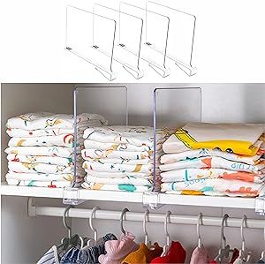 Yieach 4PCS Shelf Dividers,Clear Closets Shelf and Closet Separator for Organization in Bedroom,K... | Amazon (US)