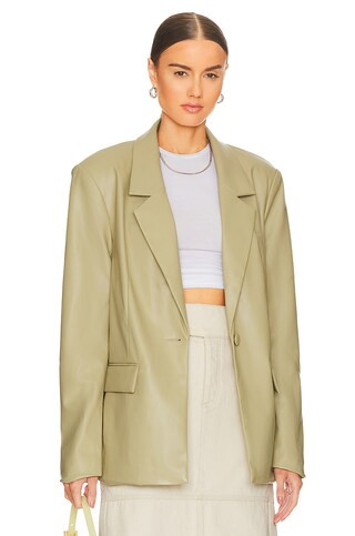 WeWoreWhat Vegan Leather Blazer in Oat from Revolve.com | Revolve Clothing (Global)