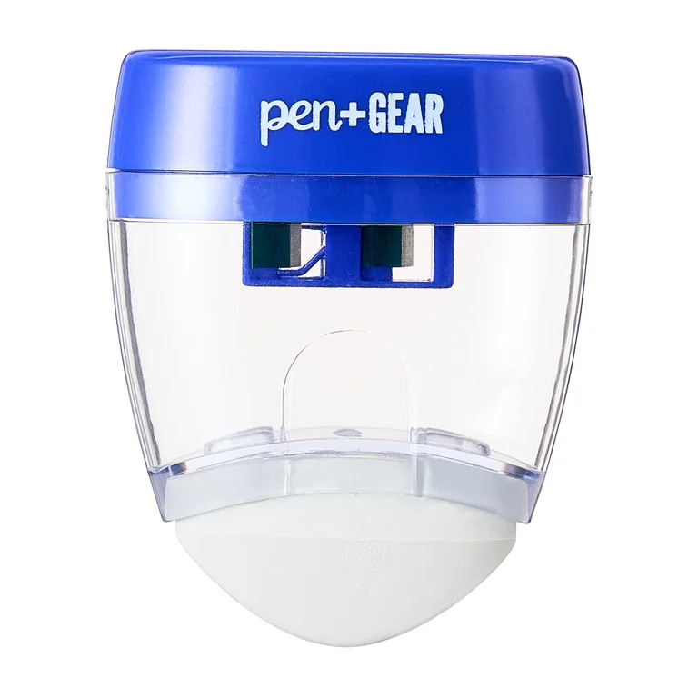 Pen+Gear 2-in-1 Two Hole Manual Pencil Sharpener with Eraser, Blue | Walmart (US)