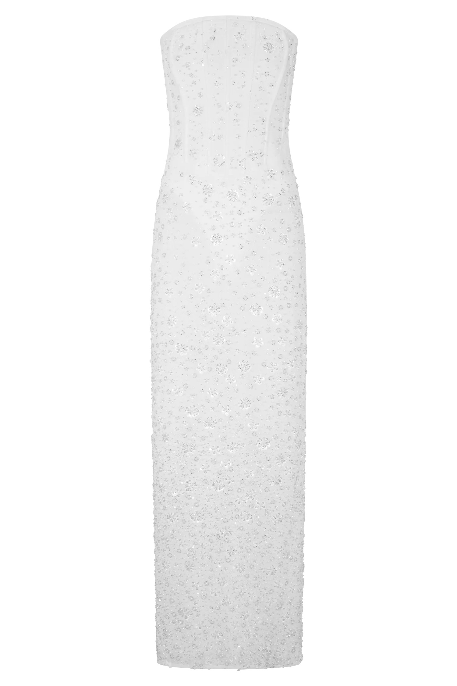 Gemma Strapless Embellished Maxi Dress - Ivory | MESHKI US