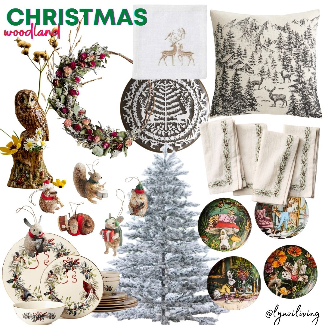 Woodland Christmas Decor 

Christmas decor 2025, Christmas decorations 2025, holiday decor 2025, holiday decorations 2025, Woodland decor, natural Christmas decor, rustic Christmas decor, Woodland animals, owl vase, Christmas wreath, dried floral wreath, Christmas ornaments, Woodland ornaments, Christmas dinnerware, cardinal dinnerware, flocked Christmas tree, Woodland animal salad plates, Christmas plates, Christmas napkins, linen napkins, juniper napkins, Woodland throw pillow, cover, deer pillow cover, deer napkins, reindeer napkins, Woodland plate

#LTKSeasonal #LTKHoliday #LTKHome