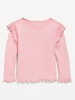Long-Sleeve Ruffle Pointelle Top for Toddler Girls | Old Navy (US)
