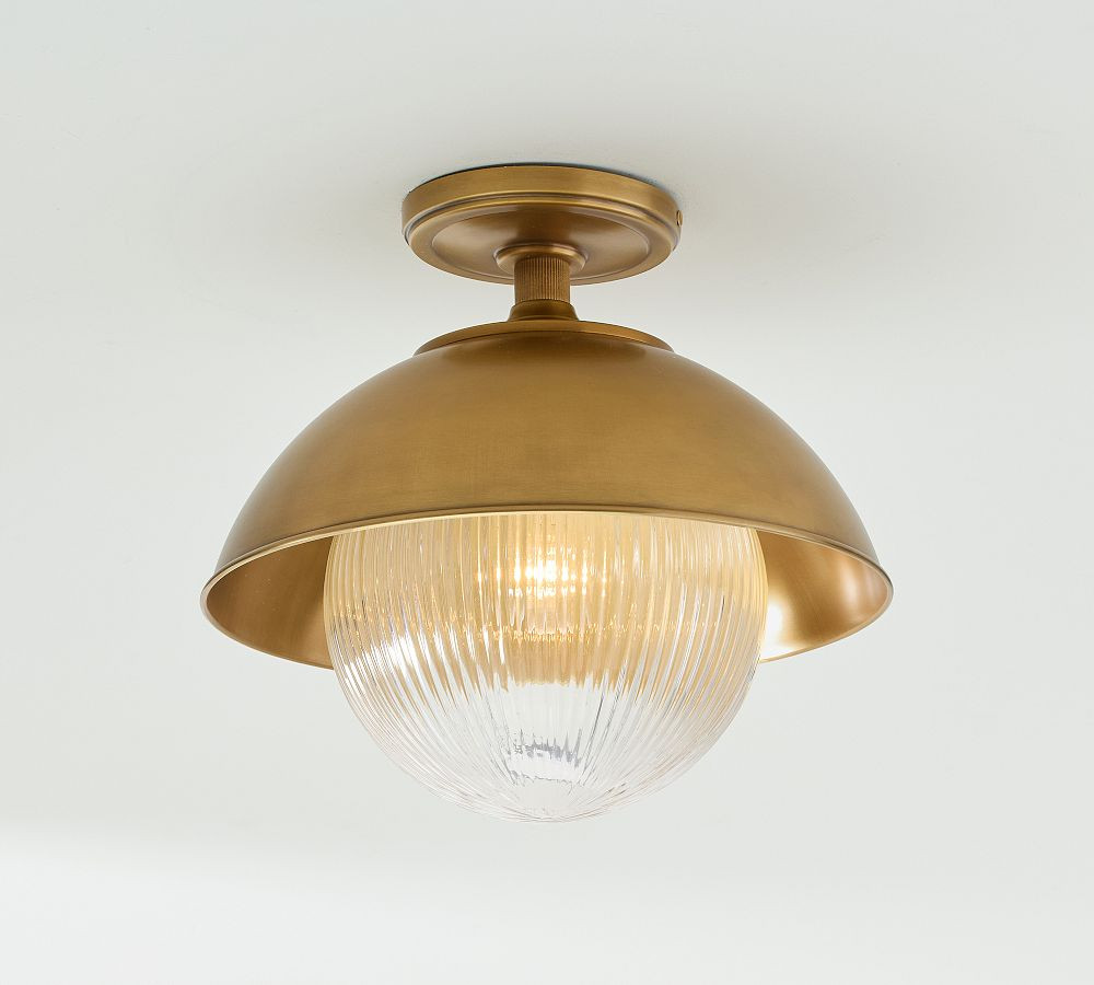 Cooper Ribbed Glass Round Indoor/Outdoor Flush Mount (12") | Pottery Barn (US)
