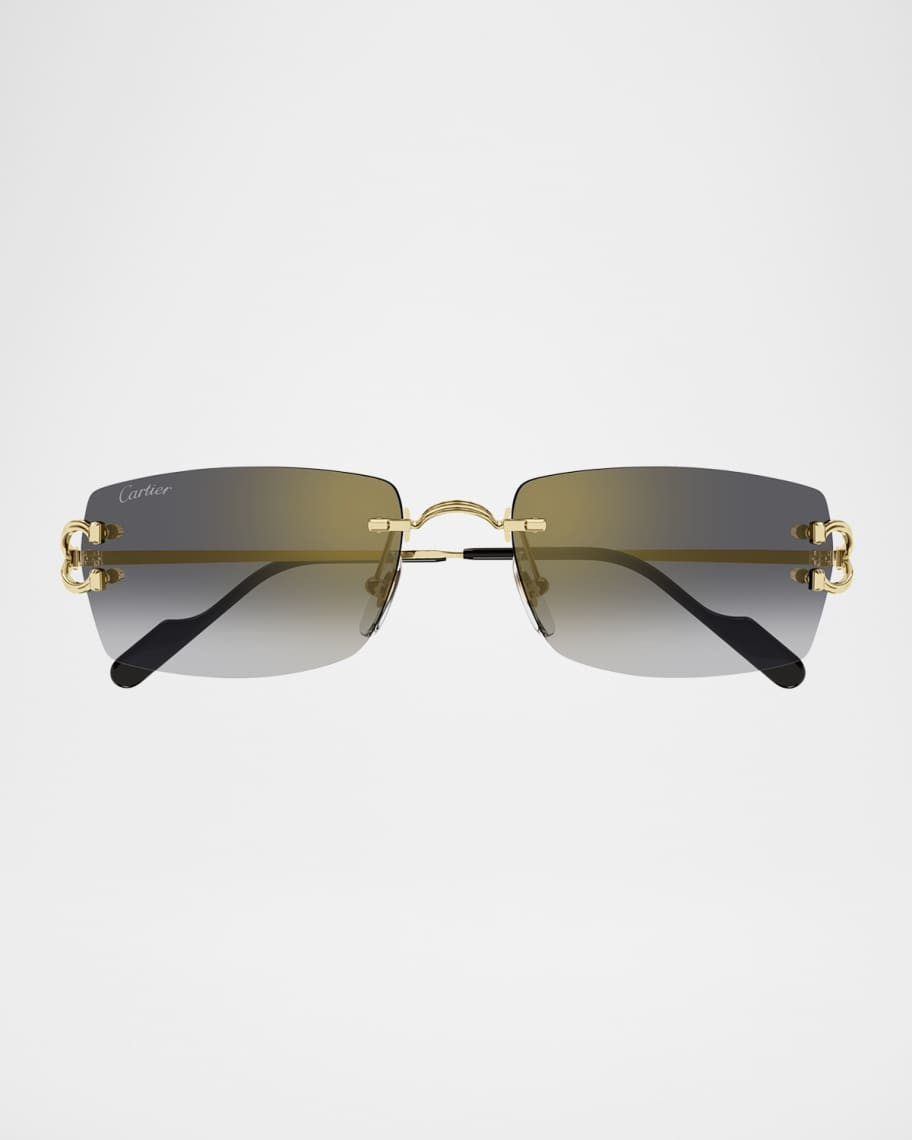 Cartier Men's CT0550SM Metal Rectangle Sunglasses | Neiman Marcus