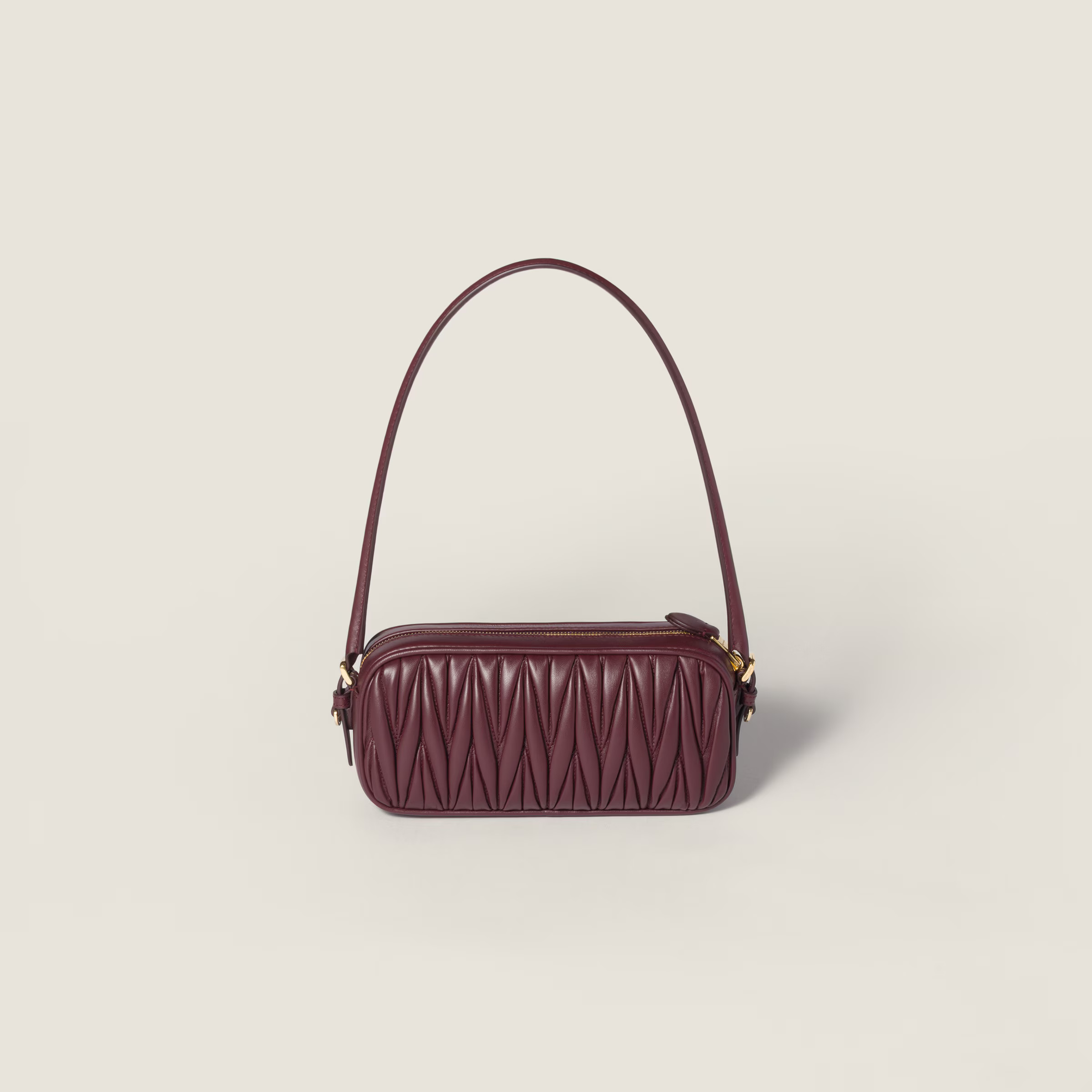 Burgundy Matelassé Nappa Leather Pouch | Miu Miu | Miu Miu US