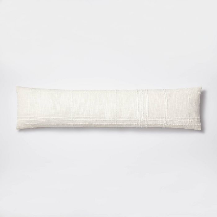Bed Lumbar Texture Tonal Plaid Decorative Throw Pillow Off White - Threshold&#8482; designed with... | Target