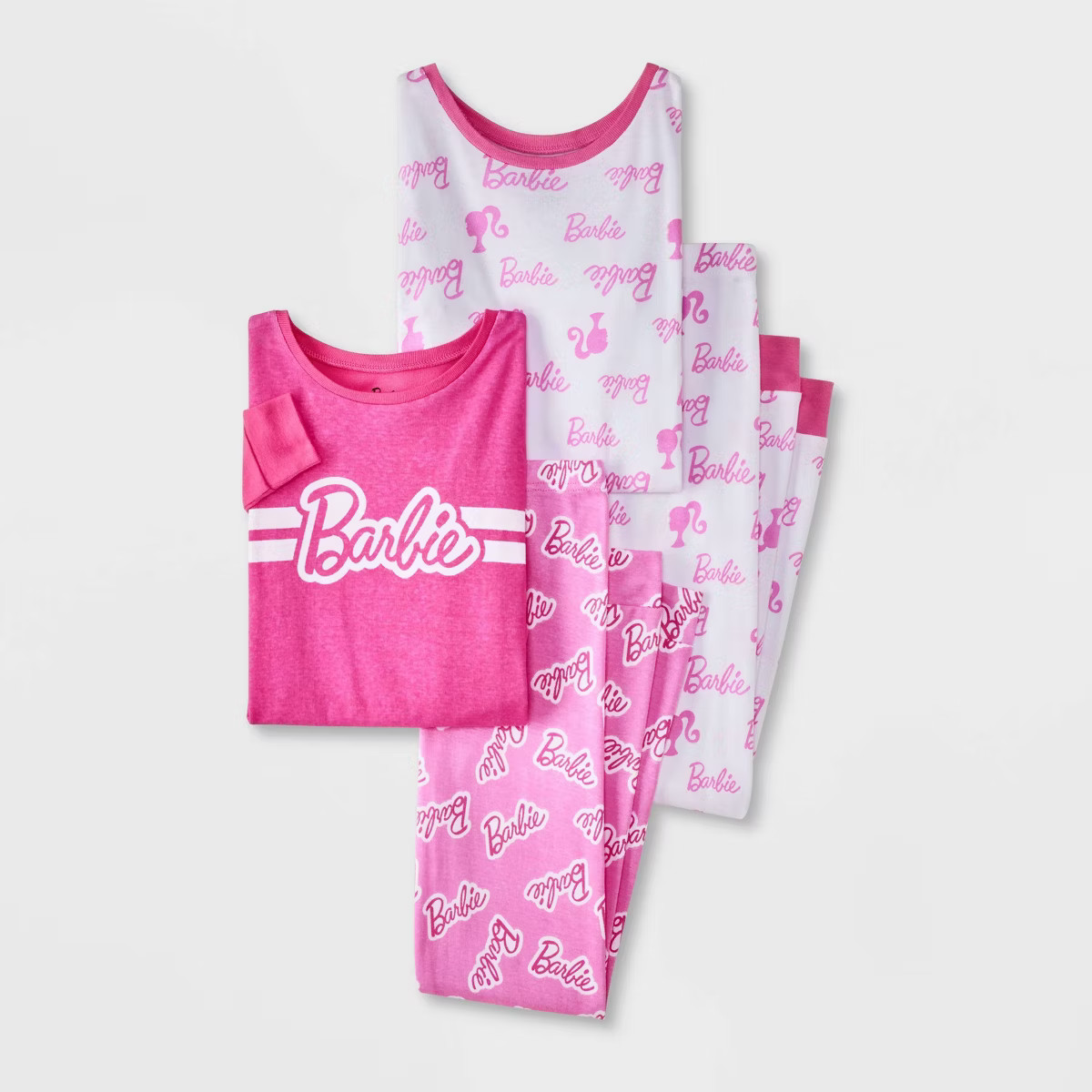 Girls' 4pc Barbie Pajama Set - Pink | Target
