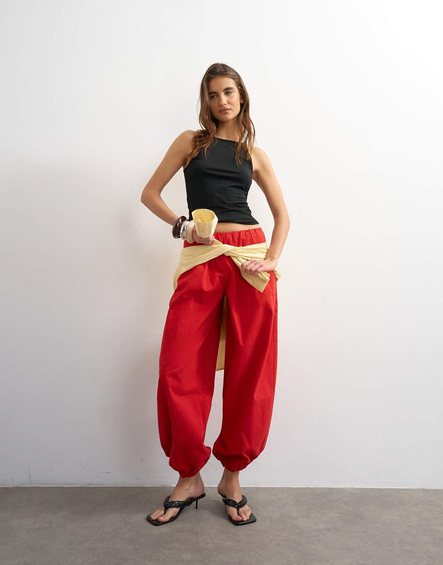 Topshop poplin balloon trouser in red | ASOS (Global)
