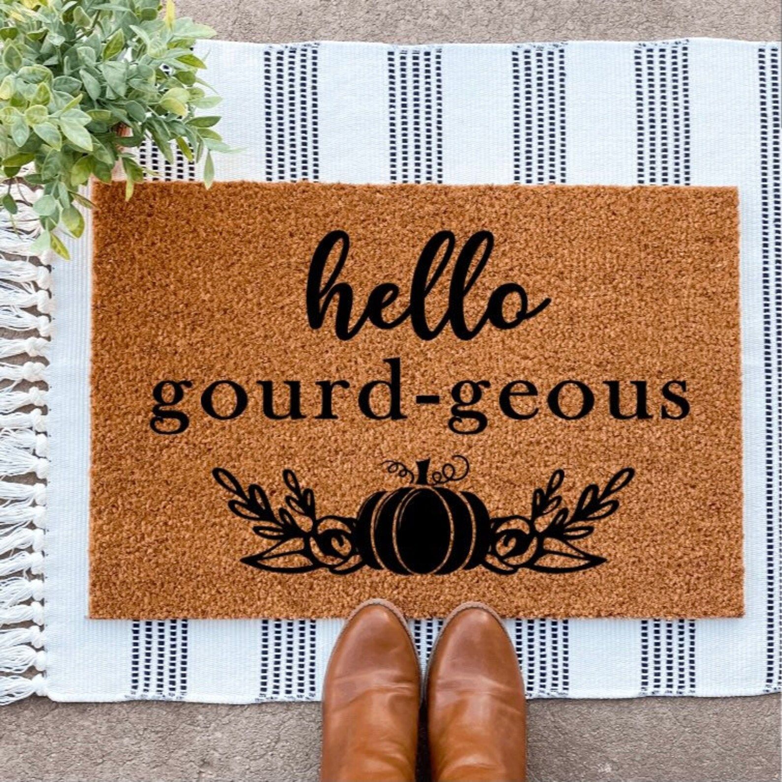 Hello Gourd-Gess Fall Pumpkin Door Mat Hello Gourd-Geous | Etsy | Etsy (US)