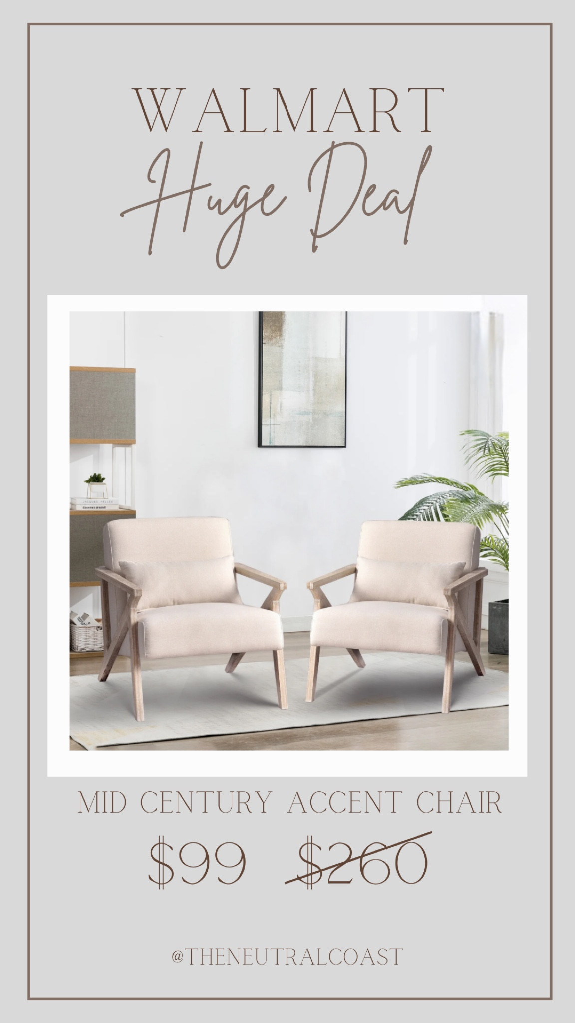 Walmart Sale!! Amazing price drop on this mid century accent chair! 

Walmart sale.  Mid century furniture. Accent chair. Living room refresh.  Home refresh.  Home decor. Living room decor. Neutral home. Modern home. Modern furniture. Neutral decor  

#LTKSaleAlert #LTKHome #LTKFindsUnder100