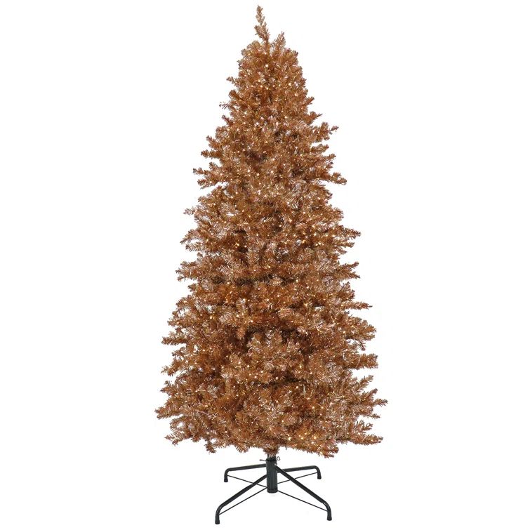 Rose Gold Fir Flocked/Frosted Christmas Tree with LED Lights | Wayfair North America