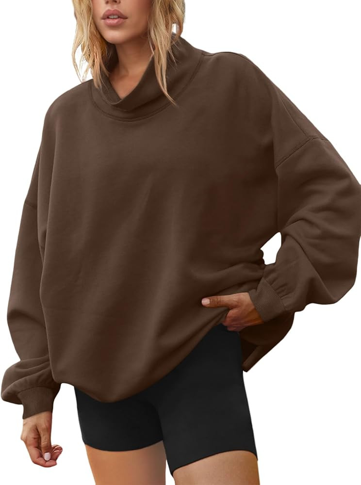 LILLUSORY Mock Neck Sweatshirt Womens Oversized Pullover Turtleneck Long Sleeve Tops Trendy Fall ... | Amazon (US)