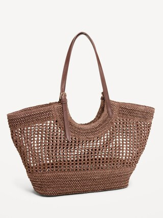 Open-Weave Straw Tote Bag | Old Navy (US)