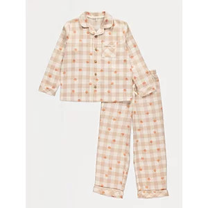 Cream Pumpkin Checked Boys Matching Family Pyjamas | George
