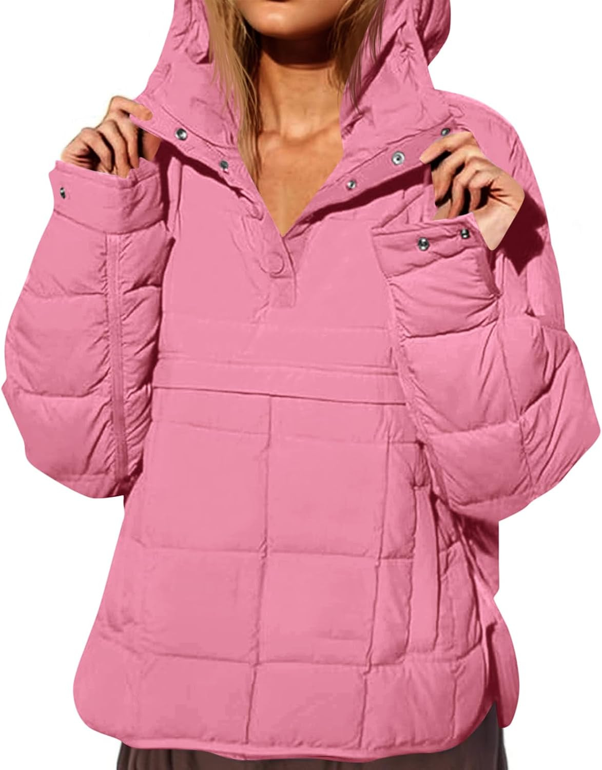 Womens Oversized Puffer Jacket Quilted Hoodies Pullover Warm Coat | Amazon (US)