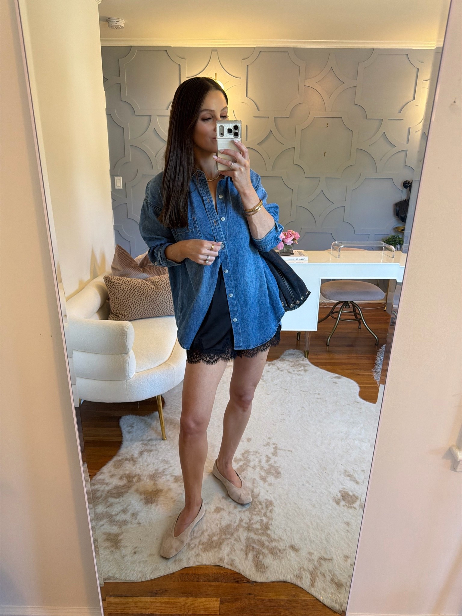 Staple chambray top with the comfiest lace shorts. I sized down one in the top and you could size down one in the shorts if you’re between sizes.

#LTKootd #LTKOver40 #LTKSeasonal