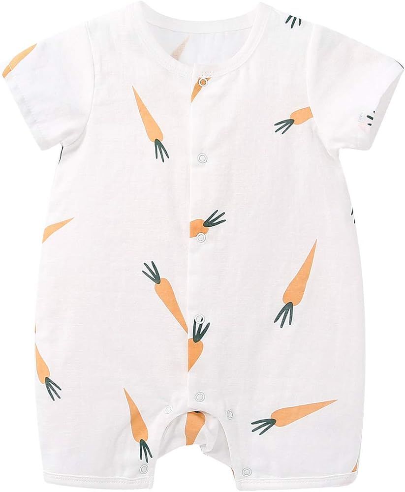 pureborn Baby Boys Girls Short Sleeve Unisex Summer Romper Outfit Cute Cotton | Amazon (US)