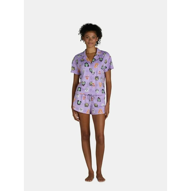 Halloween Women’s Monster Print Shorty Pajama Set from Way to Celebrate, 2-Piece, Sizes XS-3X -... | Walmart (US)