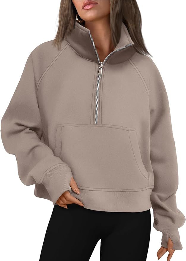 AUTOMET Womens Sweatshirts Half Zip Cropped Pullover Fleece Quarter Zipper Hoodies Fall outfits C... | Amazon (US)