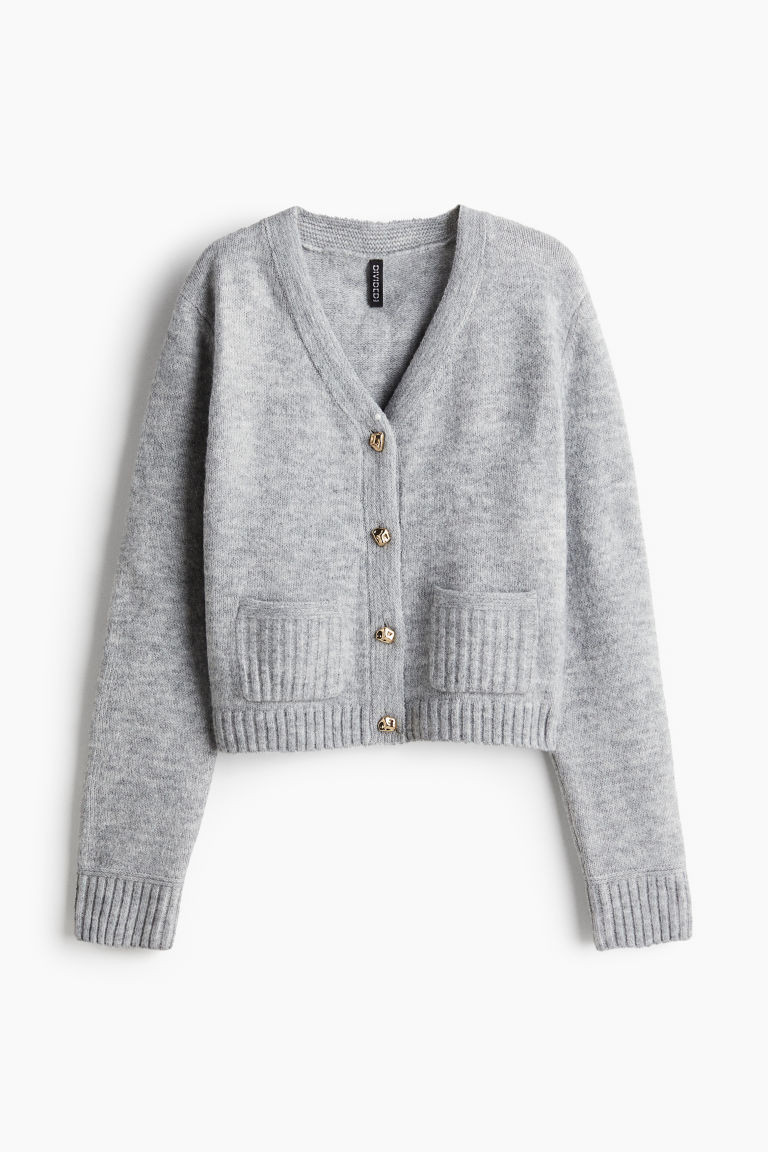 H & M - Short Fine-Knit Cardigan - Gray | H&M (US + CA)