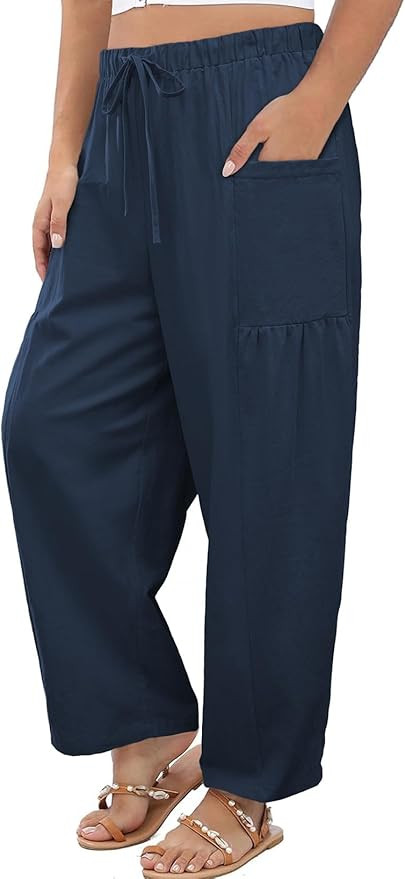 Eytino Womens Plus Size Wide Leg Pants Elastic Waist Drawstring Casual Palazzo Pants Lounge Trous... | Amazon (US)