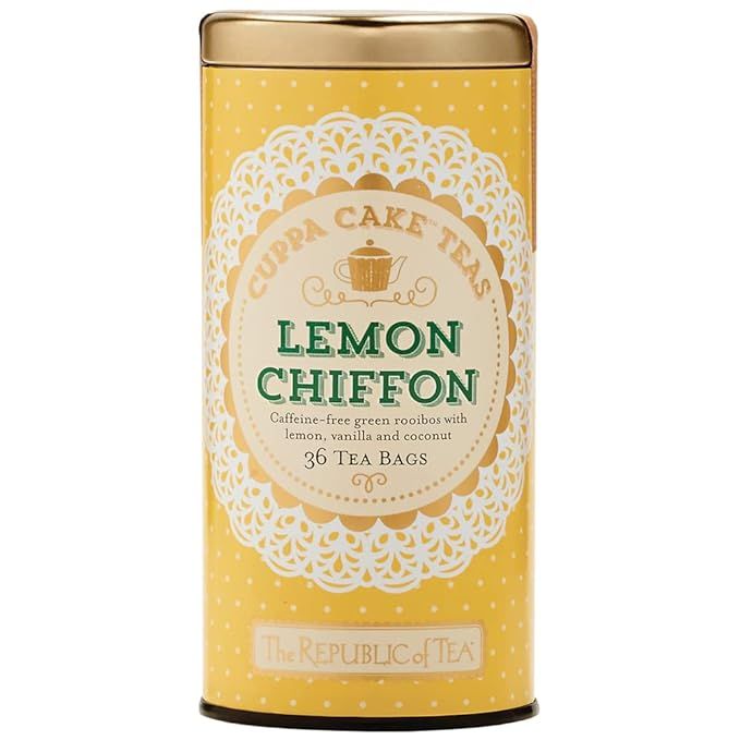 The Republic of Tea Lemon Chiffon Cuppa Cake Tea, 36 Tea Bags, Decadent Herbal Green Rooibos Tea | Amazon (US)