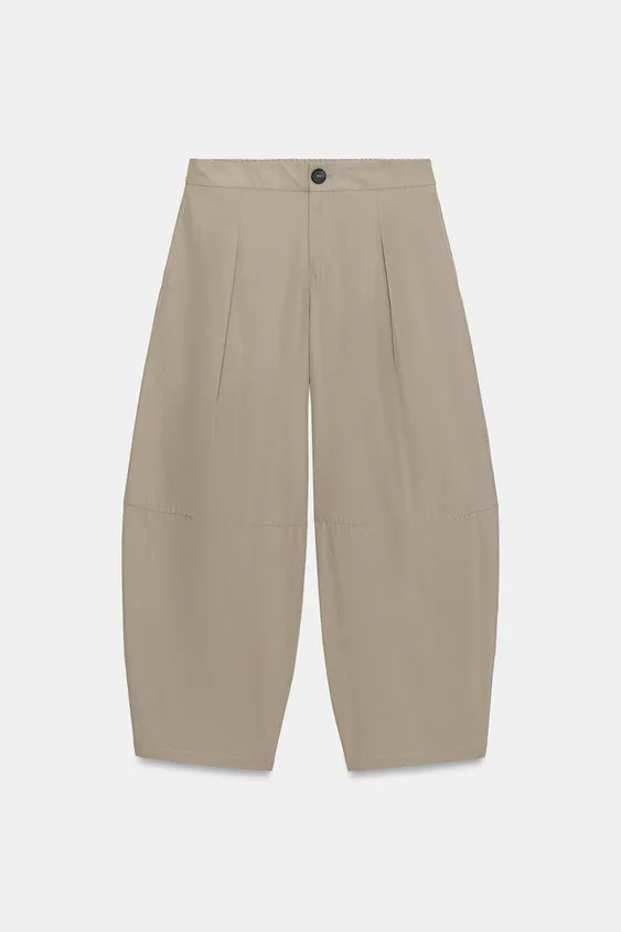 POPLIN BARREL TROUSERS | Zara UK