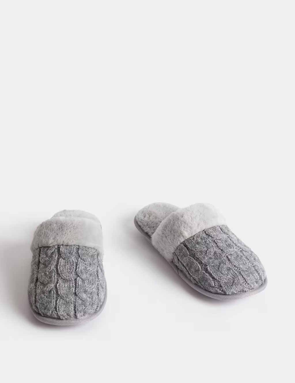 Cable Knit Faux Fur Lined Mule Slippers | Marks & Spencer (UK)
