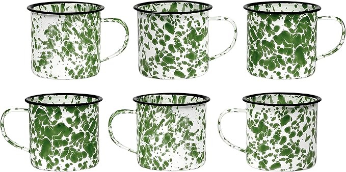 Red Co. Set of 6 Enamelware Metal Medium Classic 12 Oz Round Coffee and Tea Mug with Handle, Dark... | Amazon (US)