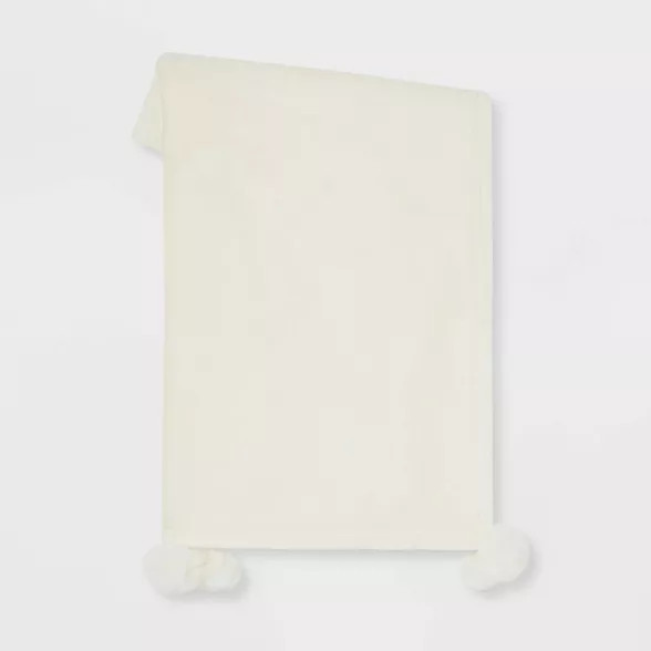 Plush Throw Blanket with Faux Fur Pom-Poms - Opalhouse™ | Target