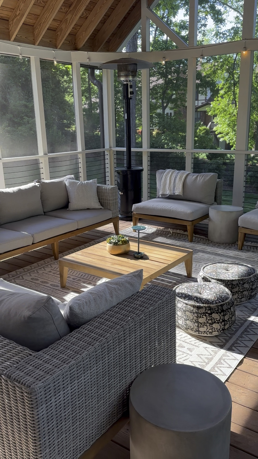 Shop our screened porch! Furniture is from Article but I have linked similar.  Pouf design is sold out but I have linked available color way. 

#LTKhome #LTKfamily