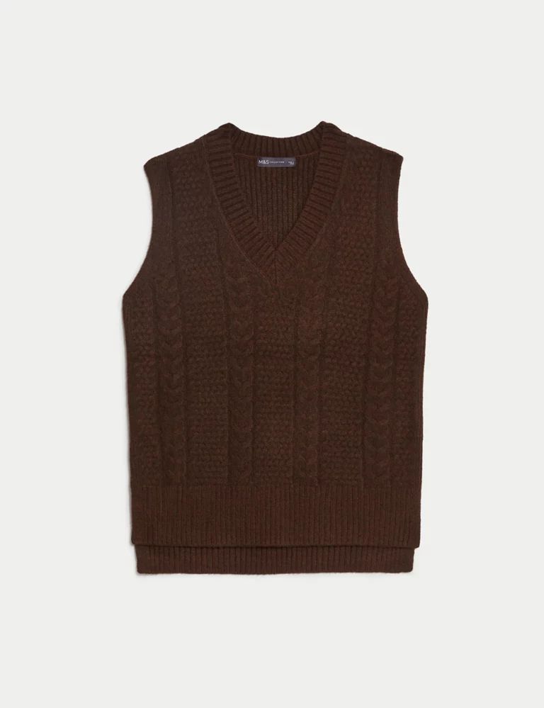 Cable Knit V-Neck Knitted Vest | Marks and Spencer CA