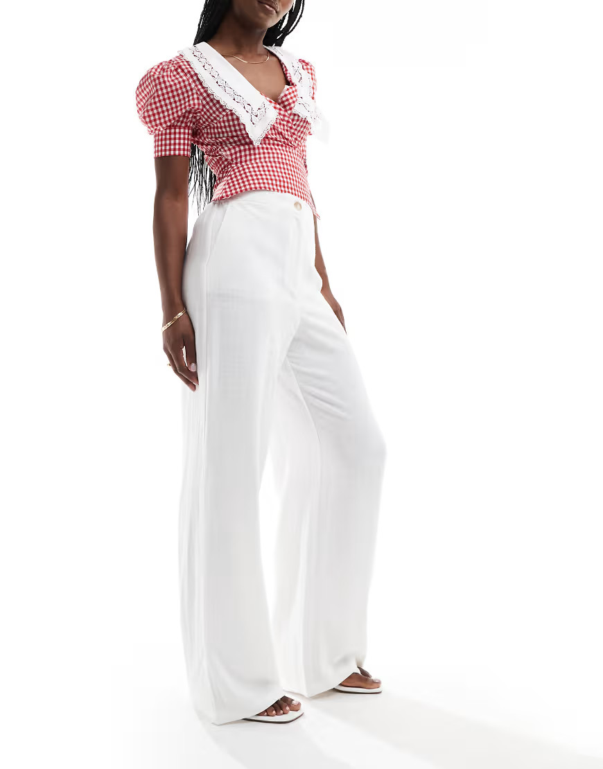 ASOS DESIGN relaxed tailored trouser with linen in white | ASOS (Global)
