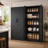 IKIMI 72" Metal Garage Storage Cabinet with 4 Adjustable Shelves and Locking Doors, Tall Freestan... | Walmart (US)