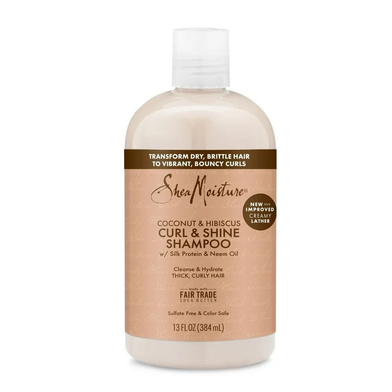 SheaMoisture Curl & Shine Shampoo Coconut & Hibiscus for Curly Hair Paraben Free, 13 oz Bottle | Walmart (US)