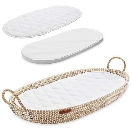 Baby Changing Basket with Foam Pad | Free Luxury Waterproof Diaper Pad & Soft Quilted Liner | Han... | Amazon (US)