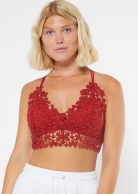 Red Crisscross Floral Crochet Bralette | rue21