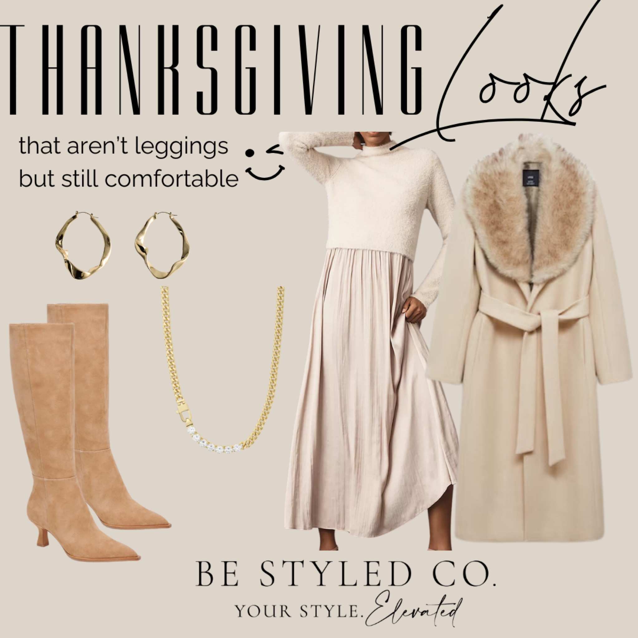 Thanksgiving outfit ideas- fall winter dress looks - loving this monochromatic neutral look 

#LTKHoliday #LTKSeasonal #LTKOver40