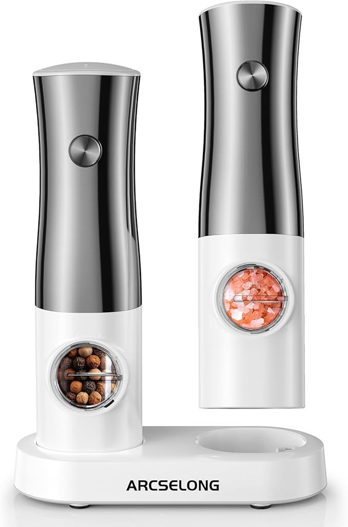 Arcselong Electric Salt And Pepper Grinder Set Stainless Steel Top With Type-C Rechargeable Base,... | Amazon (US)