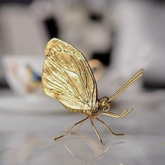 kekafu Gold Butterfly Sculpture Brass Animal Figurines Metal Desktop Ornament for Home Office Car... | Amazon (US)