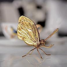 kekafu Gold Butterfly Sculpture Brass Animal Figurines Metal Desktop Ornament for Home Office Car... | Amazon (US)