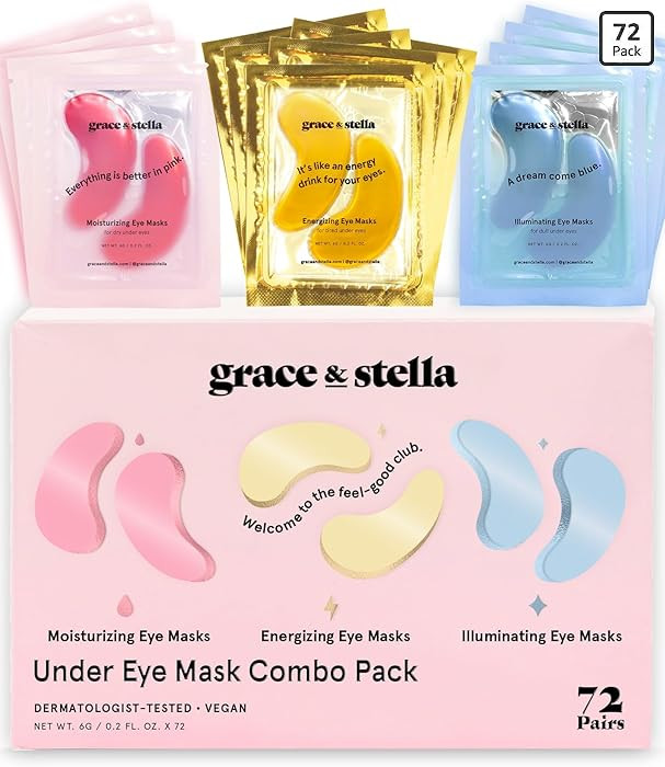grace & stella Under Eye Mask - Reduce Dark Circles, Puffy Eyes, Undereye Bags, Wrinkles - Gel Un... | Amazon (US)