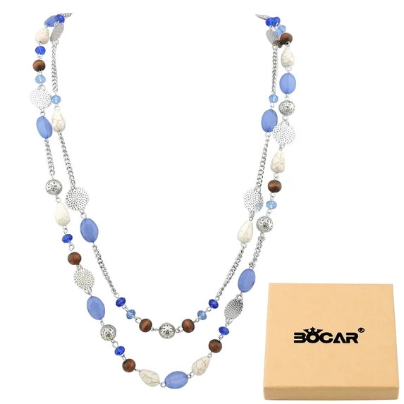 Bocar Long Statement Necklaces for Women Trendy, Boho Costume Jewelry Layered Crystal Beaded Coll... | Walmart (US)