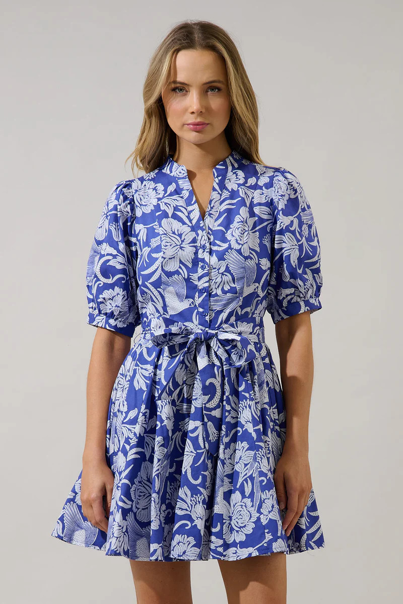 Wenda Pleated Mini Dress Viry Floral | Sugarlips