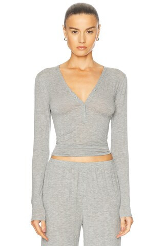 Negative Underwear Whipped Henley in Light Grey | FWRD 