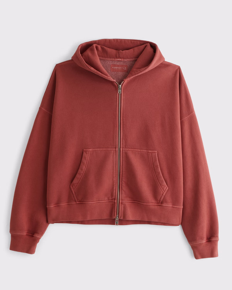 Essential Cropped Full-Zip Hoodie | Abercrombie & Fitch (US)