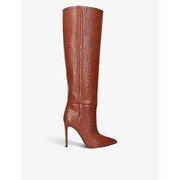 Stiletto croc-embossed leather knee-high boots | Selfridges