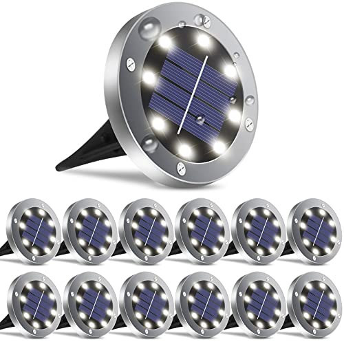 OULONGER Solar Lights Outdoor,12 Pack Solar Lights Outdoor Waterproof,Garden Ground Light Landscape Lighting for Outside Patio Pathway Yard Lawn Driveway Deck Step Walkway(White Light) | Amazon (US)