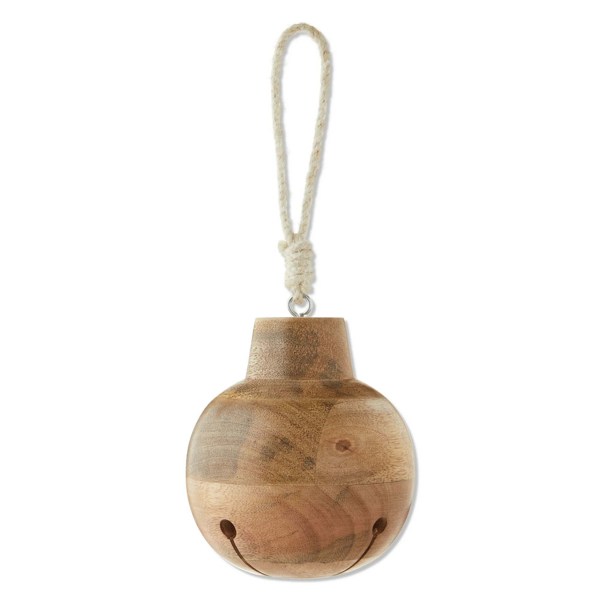 Natural Finish Wooden Jingle Bell Christmas Ornament, 6.25 in, by Holiday Time | Walmart (US)